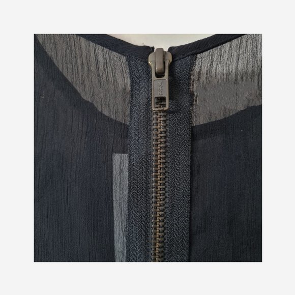 Size-M, NWT, Applique black chiffon top - Picture 5 of 7